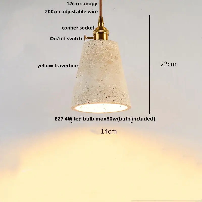 Japanese yellow travertine led pendant lamp kitchen hanging light