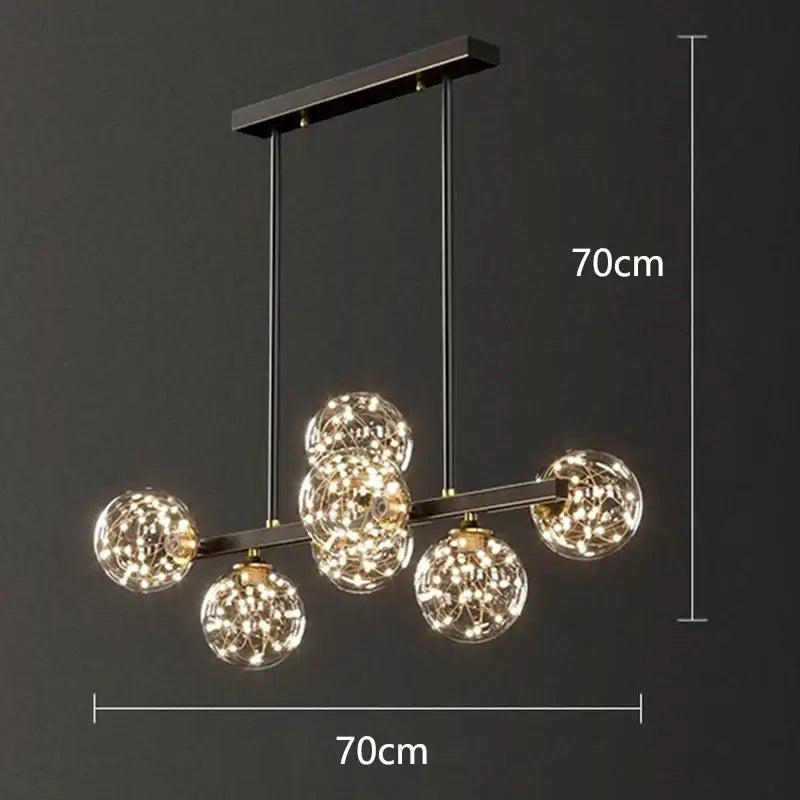 Modern black glass globe led pendant light dining room led