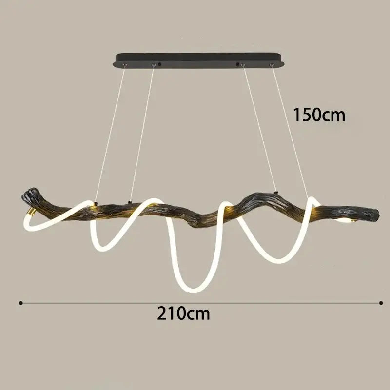 Modern branch led pendant light dining room neon wood chandelier