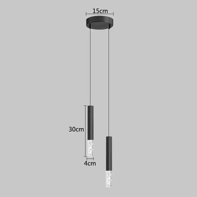 Modern black led pendant light for bedroom with frosted glass