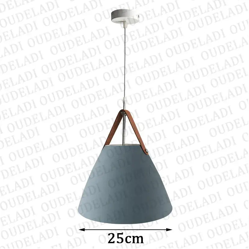 Modern conical led pendant light for dining room with leather straps