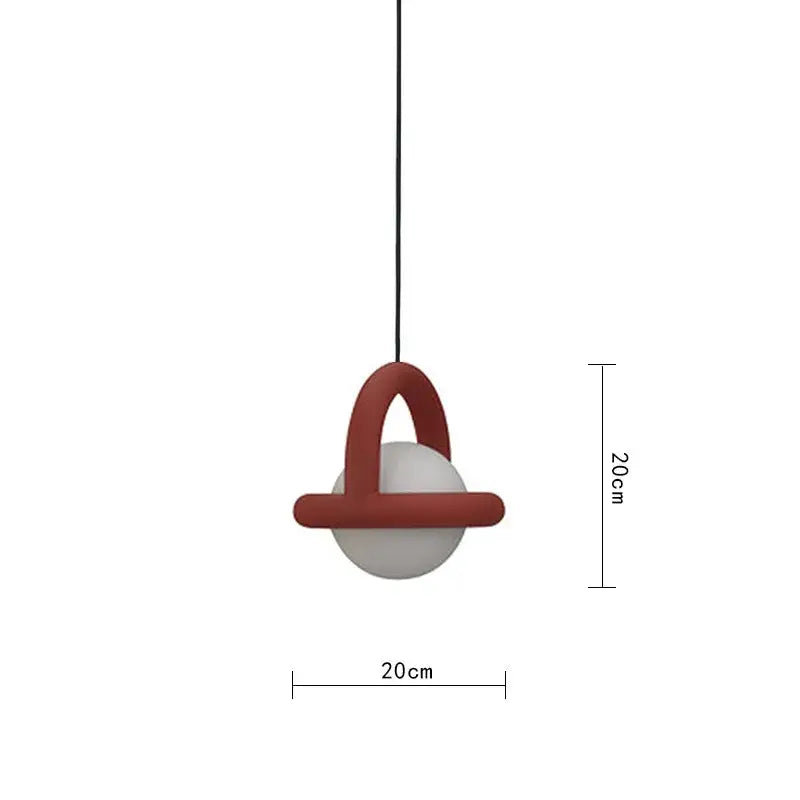Minimalist arched wood and terracotta led pendant lights dining room