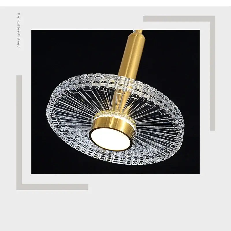 Modern gold circular led pendant lights dining room crystal chandelier
