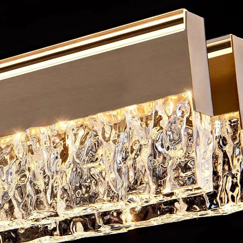 Modern gold rectangular led pendant light for dining room