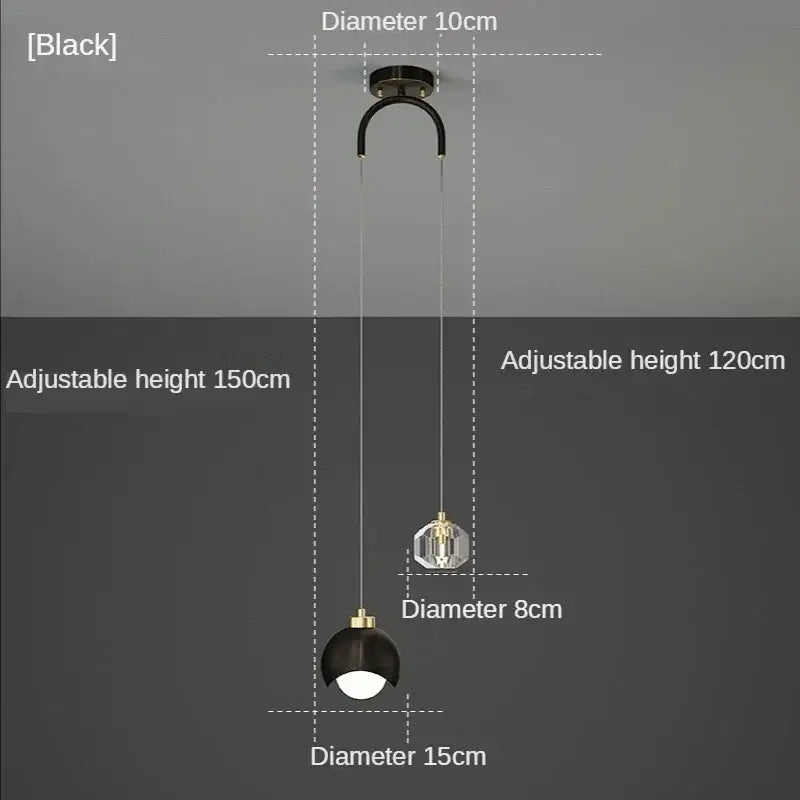 Luxury gold crystal led pendant lights for bedroom and living room