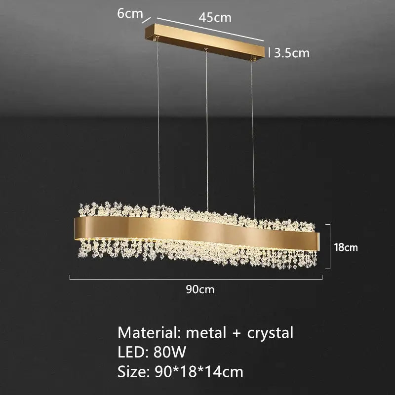 Modern gold crystal led pendant lights for dining room