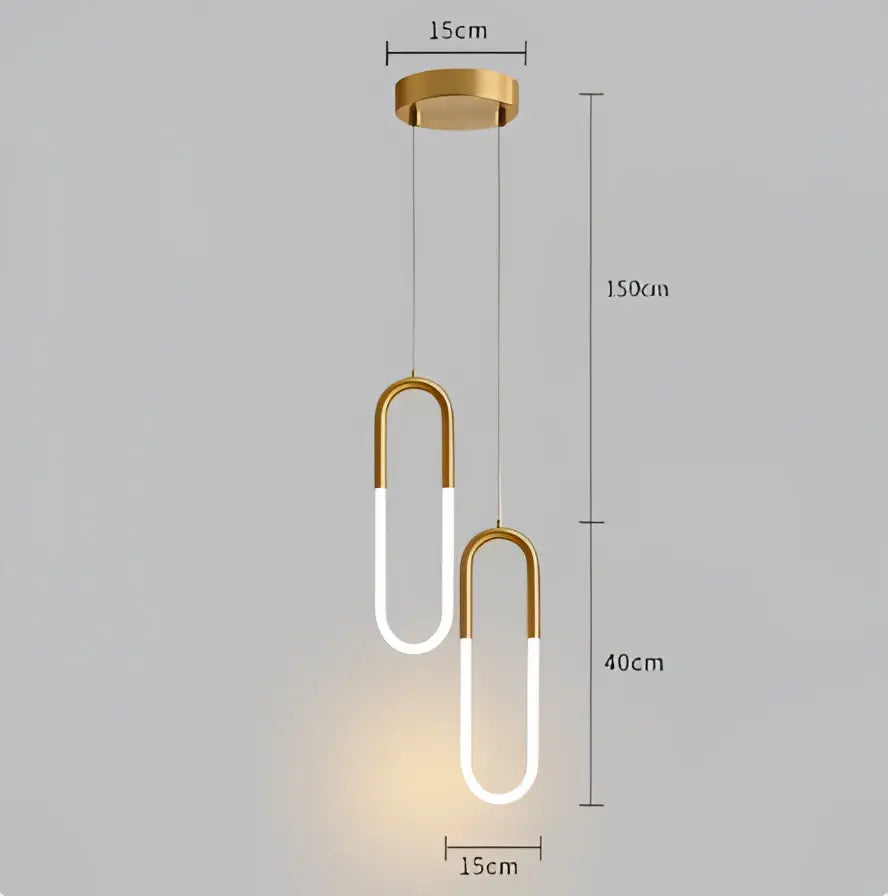 Modern gold u shaped led pendant lights bedroom hanging lamp