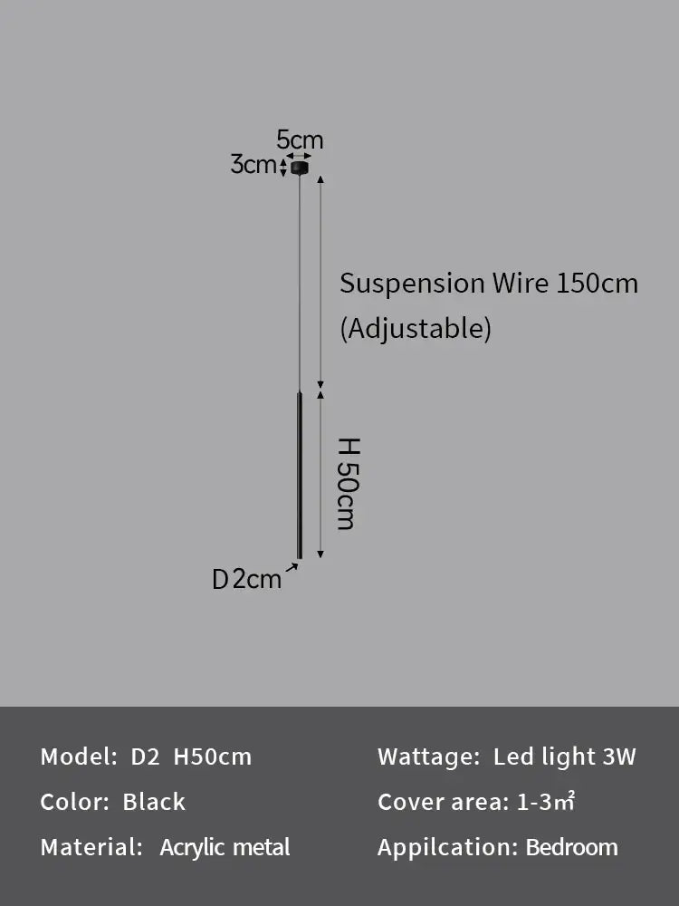 Modern minimalist black led pendant light for bedroom decor