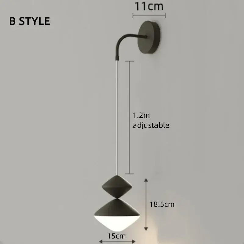 Modern geometric black & white led pendant lights bedroom