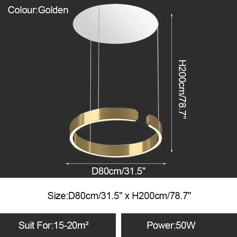 Minimalist gold & white led ring chandelier dining room pendant light