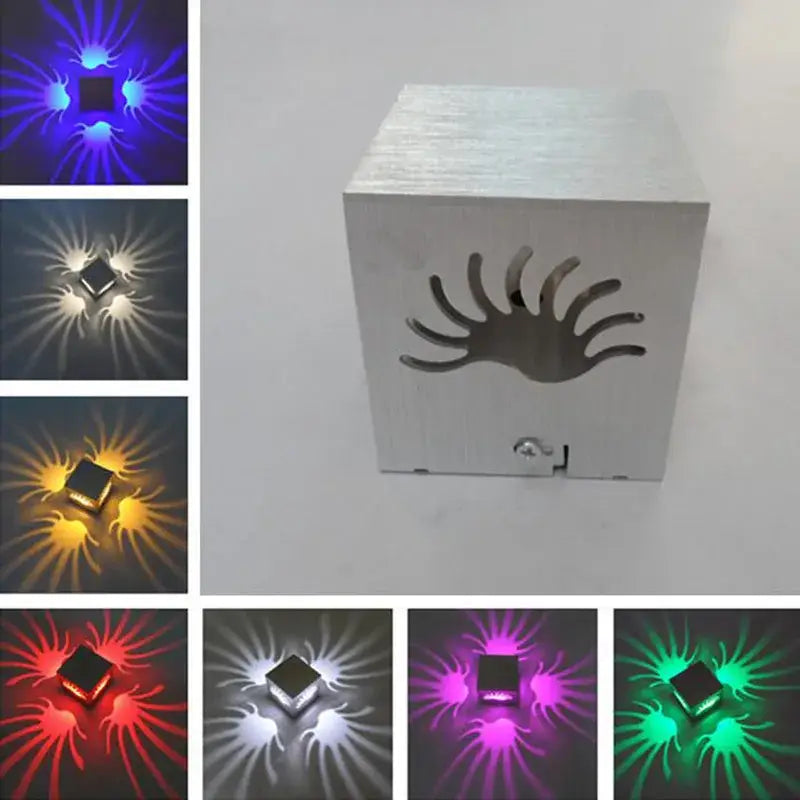 Modern blue led square aluminum wall lamp for bar interior lighting