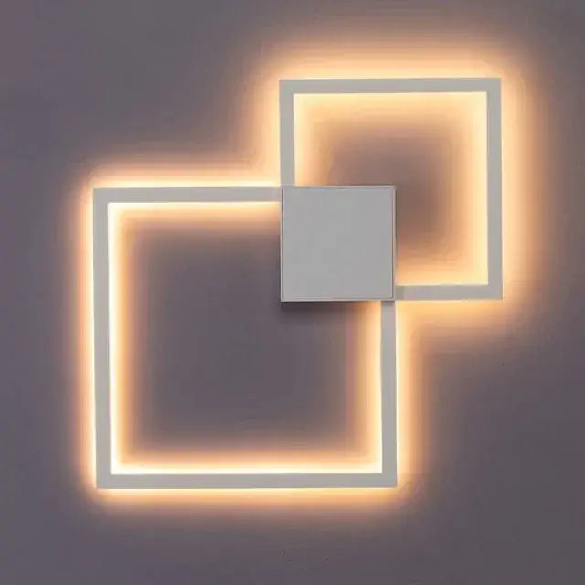 Modern black geometric square wall lamp for living room