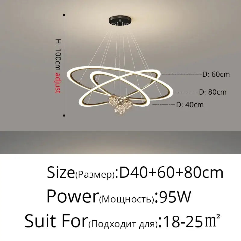 Modern black & white led star chandeliers living room ring light