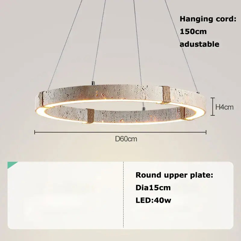 Textured metallic led stone ring chandelier dining room pendant light