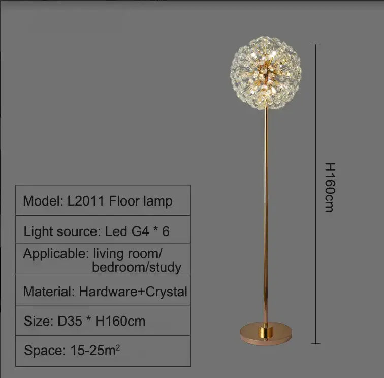 led sunflower crystal gold floor lamp for living room