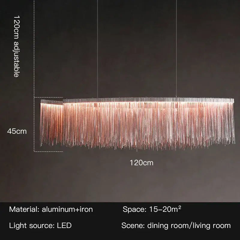 Modern gold led tassel chandelier pendant light for living room