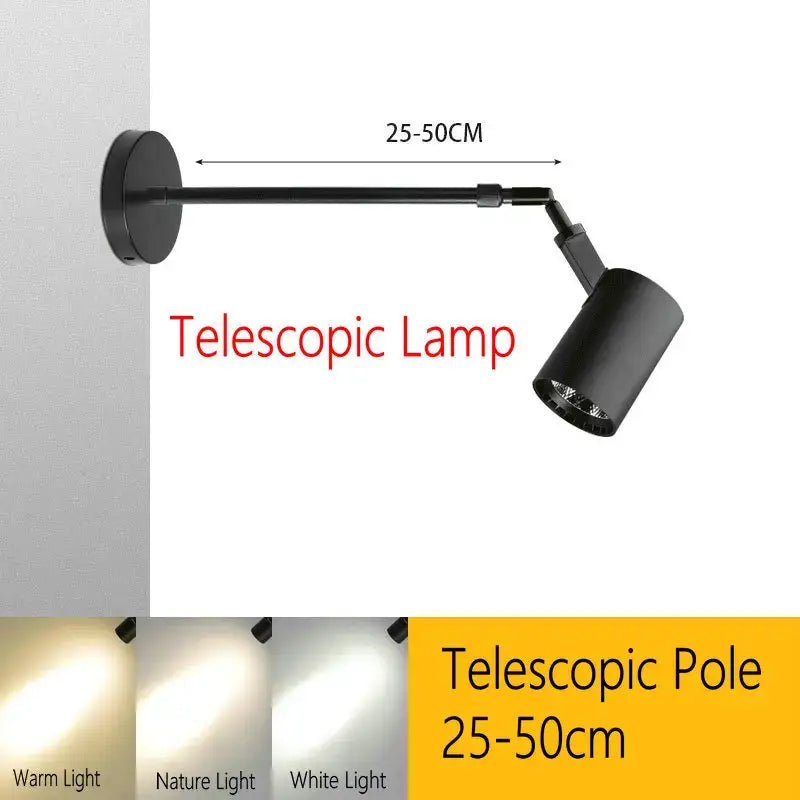 Modern matte black telescopic wall lamps gallery picture light
