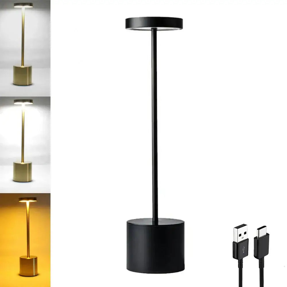 Minimalist black led table lamp living room touch dimming light