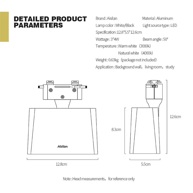 Modern white & black 3-light led track light kitchen fixture