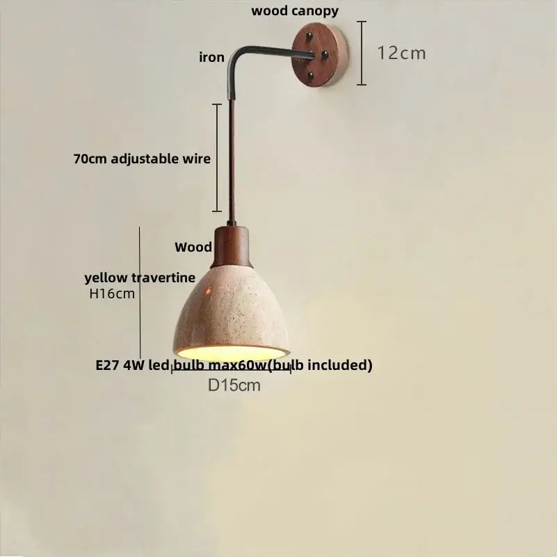 Modern beige travertine stone wall lamp stair light