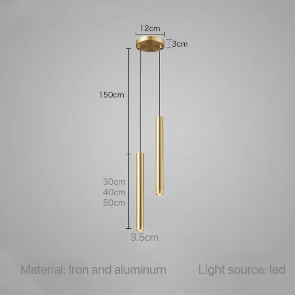 Minimalist gold black & white led tube pendant – dining room