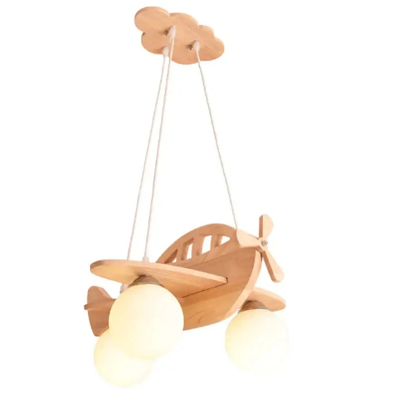 led wooden aircraft kids chandelier bedroom pendant light