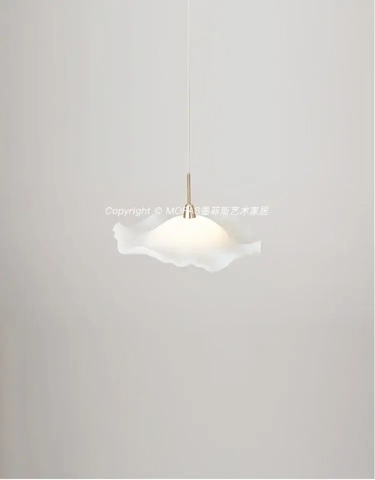 Modern white and rose gold lotus leaf pendant light bedroom