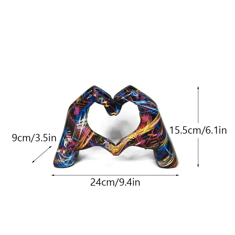 Abstract multi color love gesture sculptures living room decor
