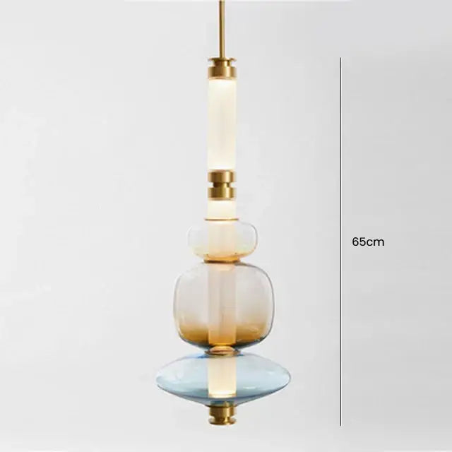 Modern amber & green luna glass tube chandelier dining room light