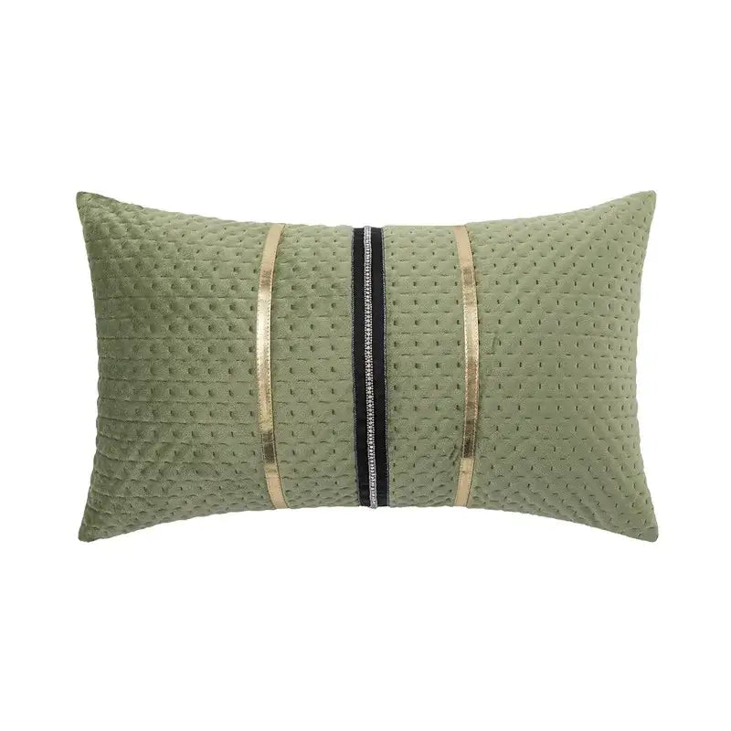 Luxe gray & white chevron beaded velvet cushion cover living room