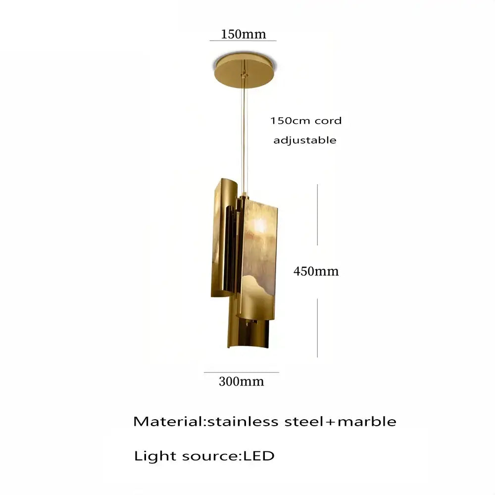 Modern brass and textured glass marble pendant light kitchen trio