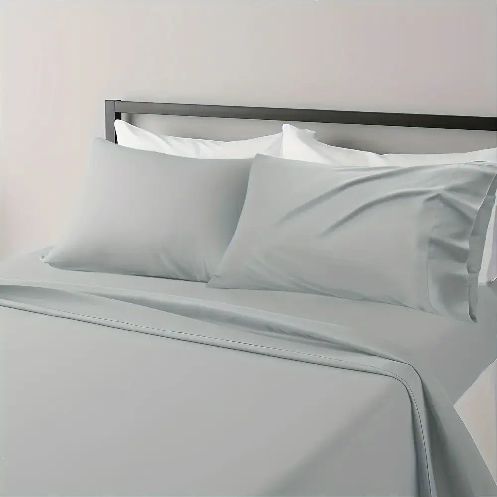 Luxurious gray satin cooling sheet set bedroom bedding