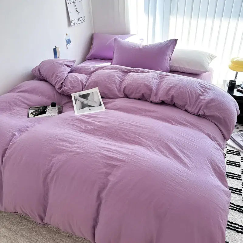 Luxurious gray cotton bedding set – bedroom duvet with pillows