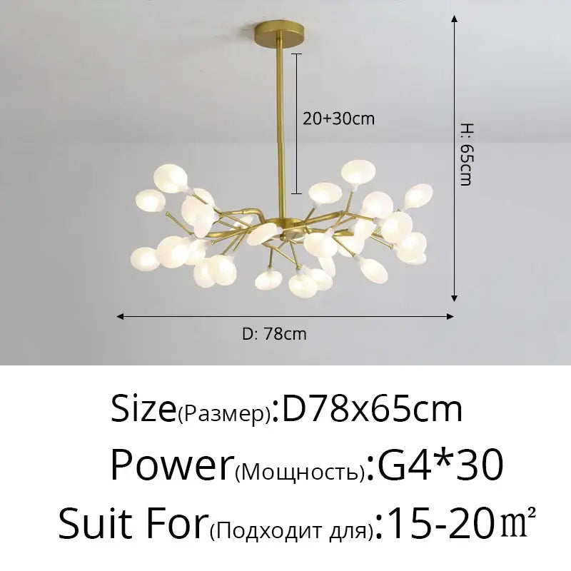 Modern nordic luxurious golden led chandelier dining room globe light