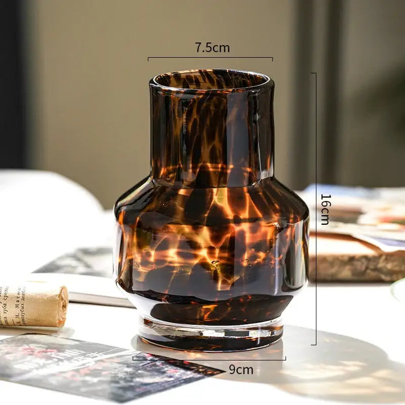 Luxury leopard glass vase amber tortoiseshell living room decor