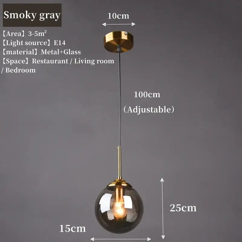 Luxury nordic led chandelier with amber and smoked glass dining room