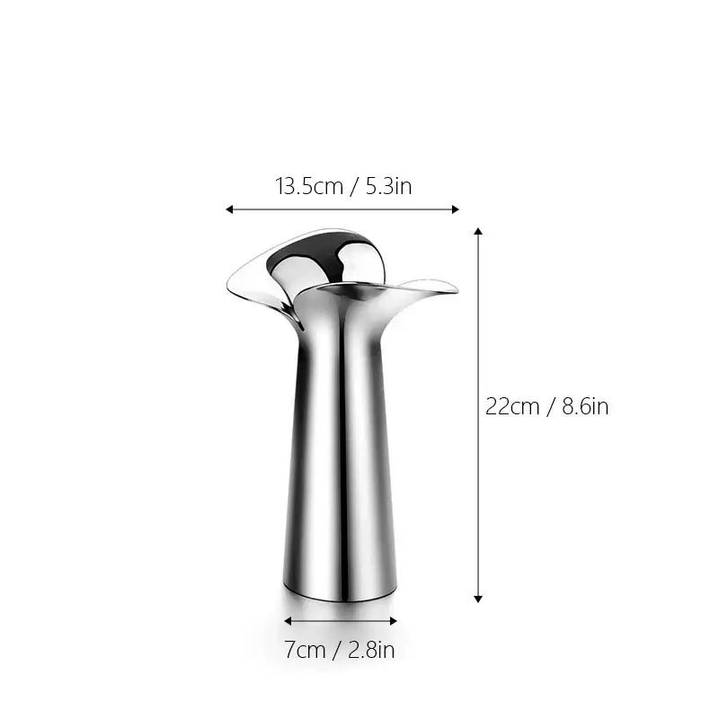 Modern sculptural silver stainless steel vase living room decor