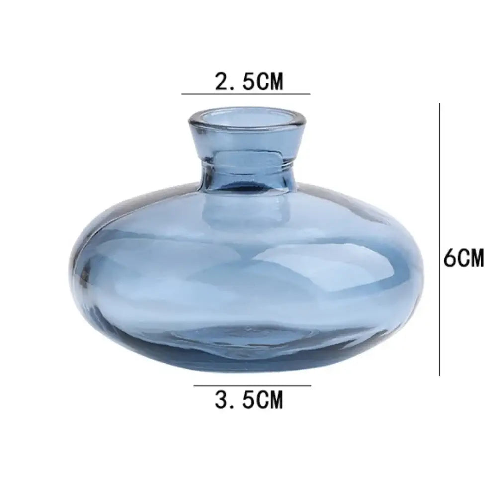 Translucent blue glass flower vase trio living room home decor
