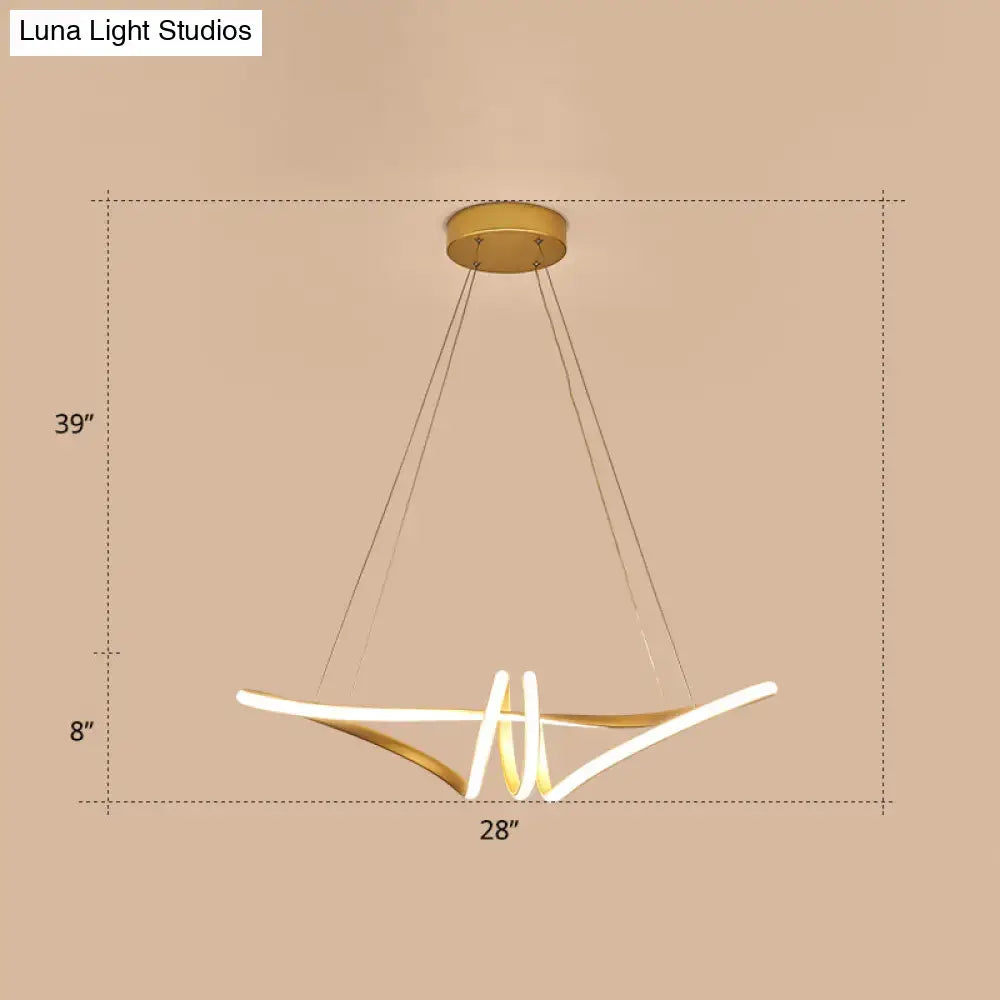 Modern gold & white twist island light fixture dining room led