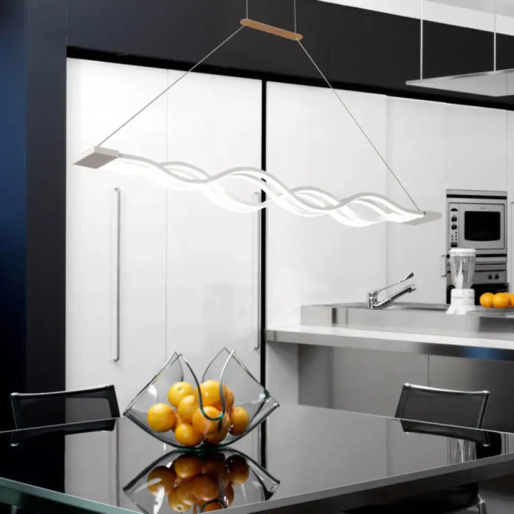 Modern wavy white led acrylic pendant lamp for dining room