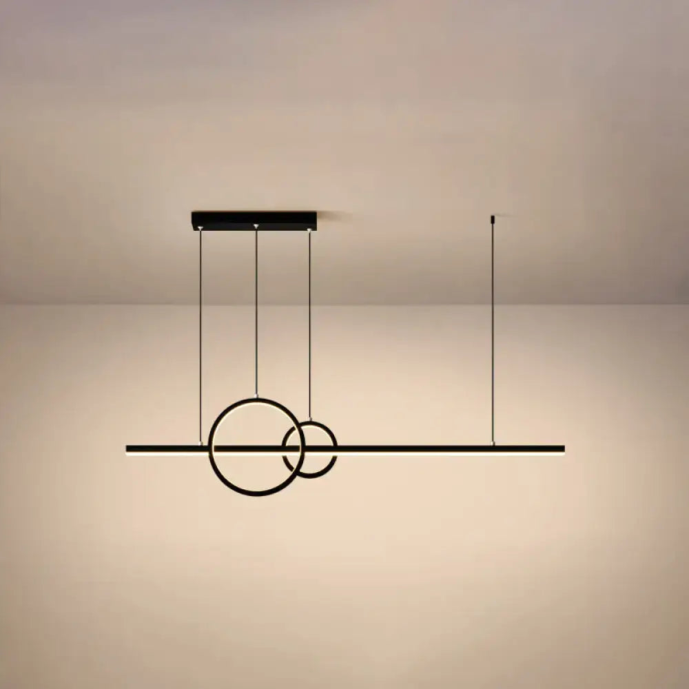 Minimalistic acrylic led linear and ring ceiling light dining room