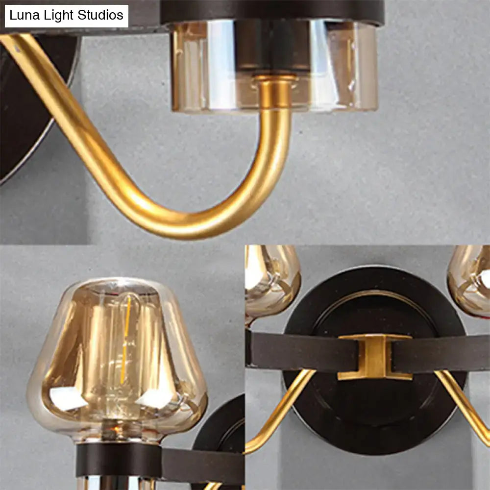 Modern black and gold amber glass mushroom sconce light living room