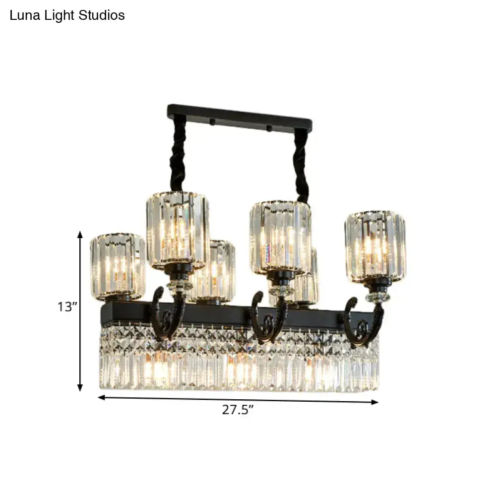 Modern black crystal prism island pendant – dining room chandelier
