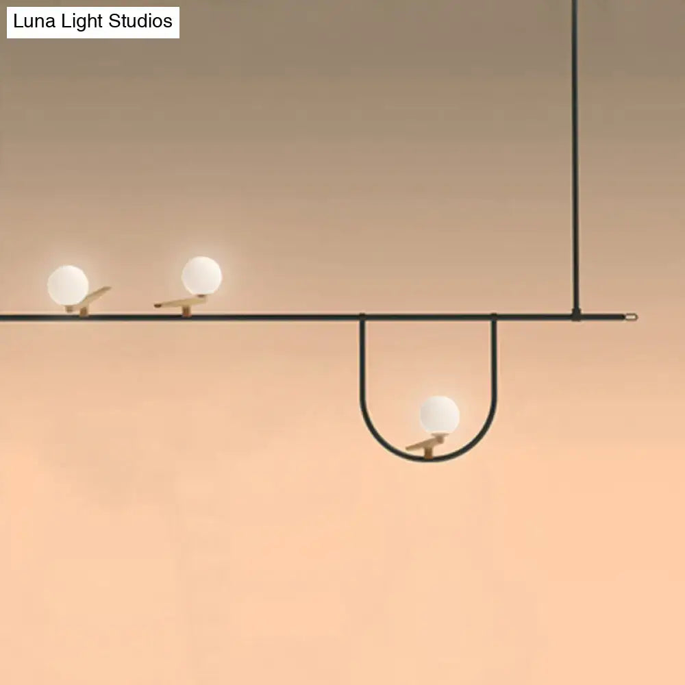 Minimalist black & white glass sphere island chandelier kitchen light