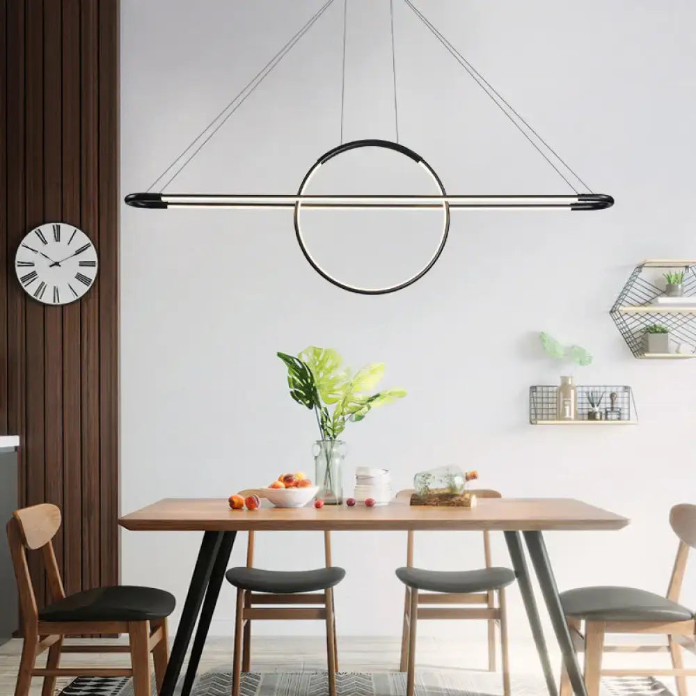Modern geometric black & gold island light fixture dining room led
