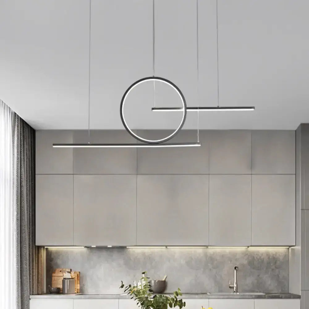Modern geometric black & gold led pendant light kitchen fixture