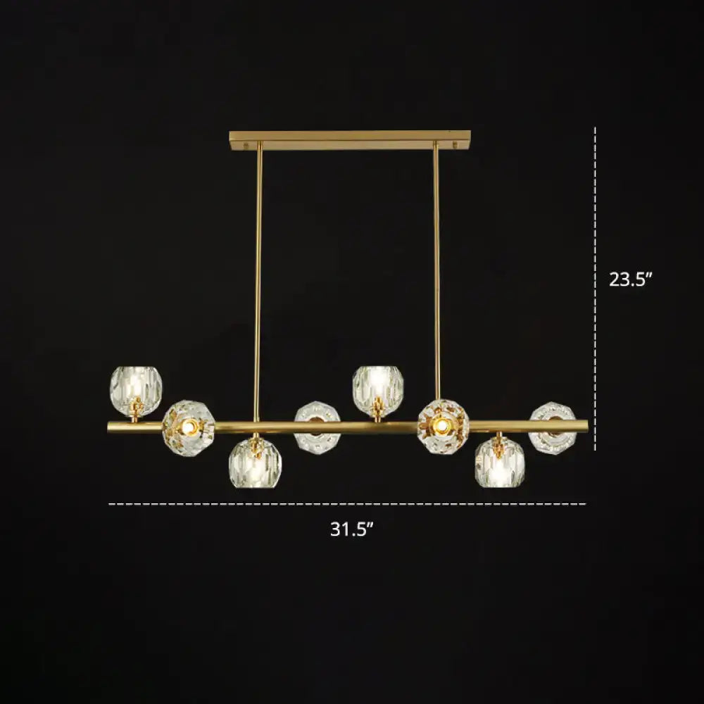 Modern gold pendant light with crystal dome shade – kitchen island