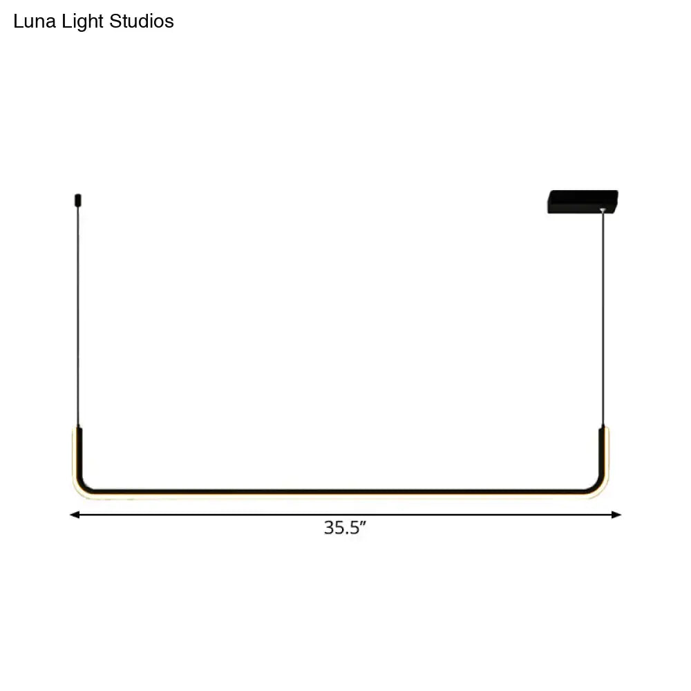 Modern black & brass metal half rectangle hanging lamp kit kitchen