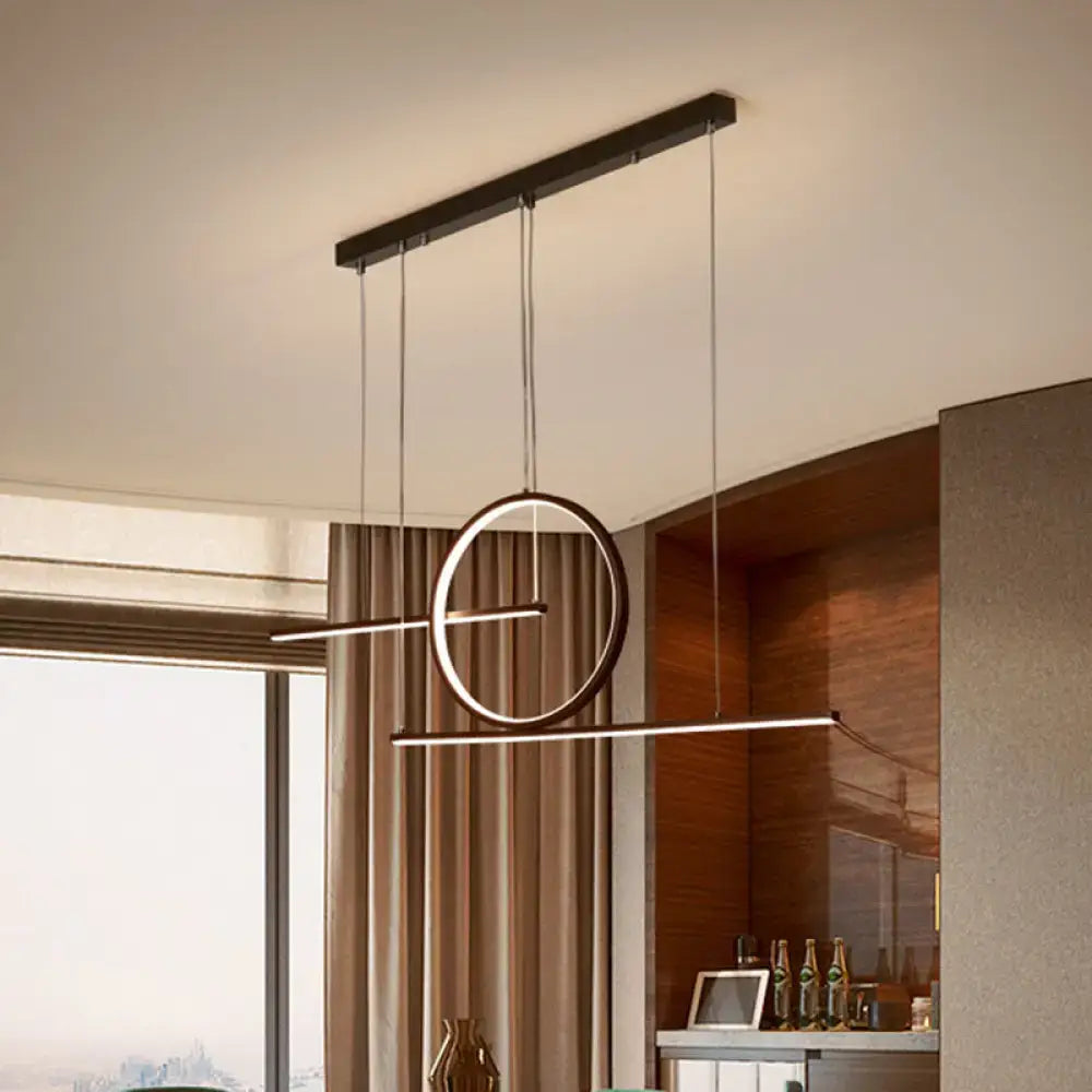 Modern black & gold led pendant light dining room warm white light