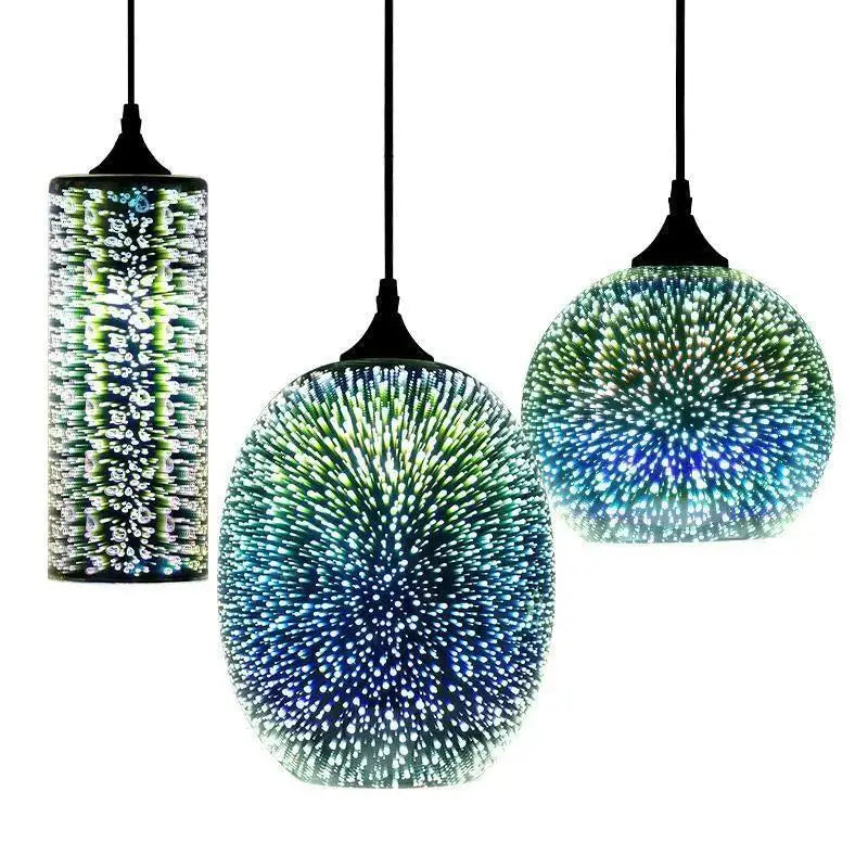 Modern blue & green starburst glass pendant light dining room